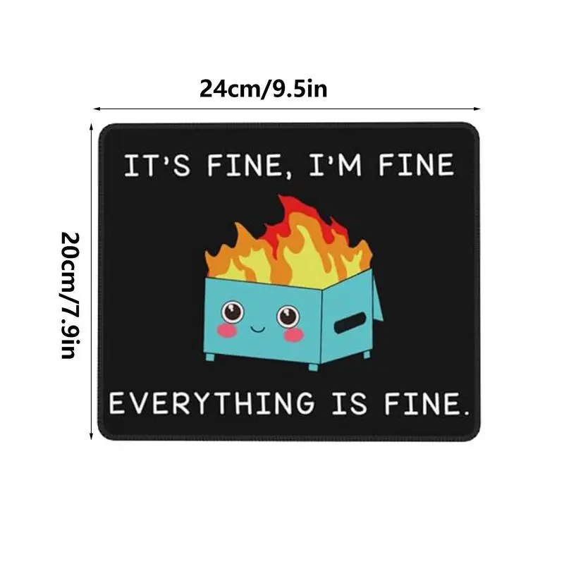 Dumpster on Fire Small Mouse Pad Cute Funny Round Mousepad with Non-Slip Rubber Base Computer Mouse Mat, Desk Supplies