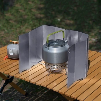 8/10 Plates Foldable Gas Stove Windshield Outdoor Camping Cooking Burner Aluminium Alloy Windproof Screen Stove Wind Shield 1