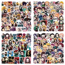 

50Pcs/Set 2022 New Ghost Killing Blade Stationery Sticker Japanese Cartoon Anime Demon Slayer Graffiti Luggage PVC Pegatina