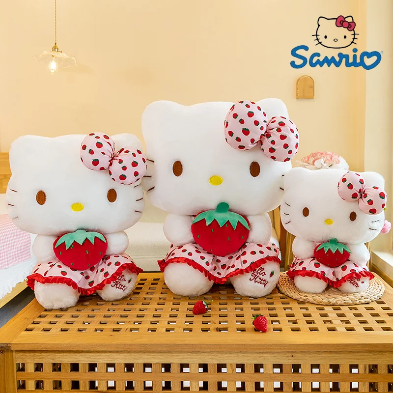 

Новинка, Успокаивающая кукла Sanrio, Hello Kitty, клубника, кошка, кукла, украшение для комнаты девочки, Подушка для сна, рождественский подарок