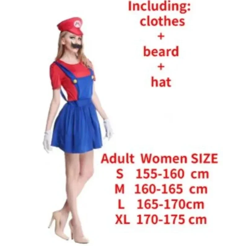 Disfraz de Anime Odyssey Super Luigi Brothers, disfraz de Mario para adultos, mono con barba y sombrero, disfraz de Halloween