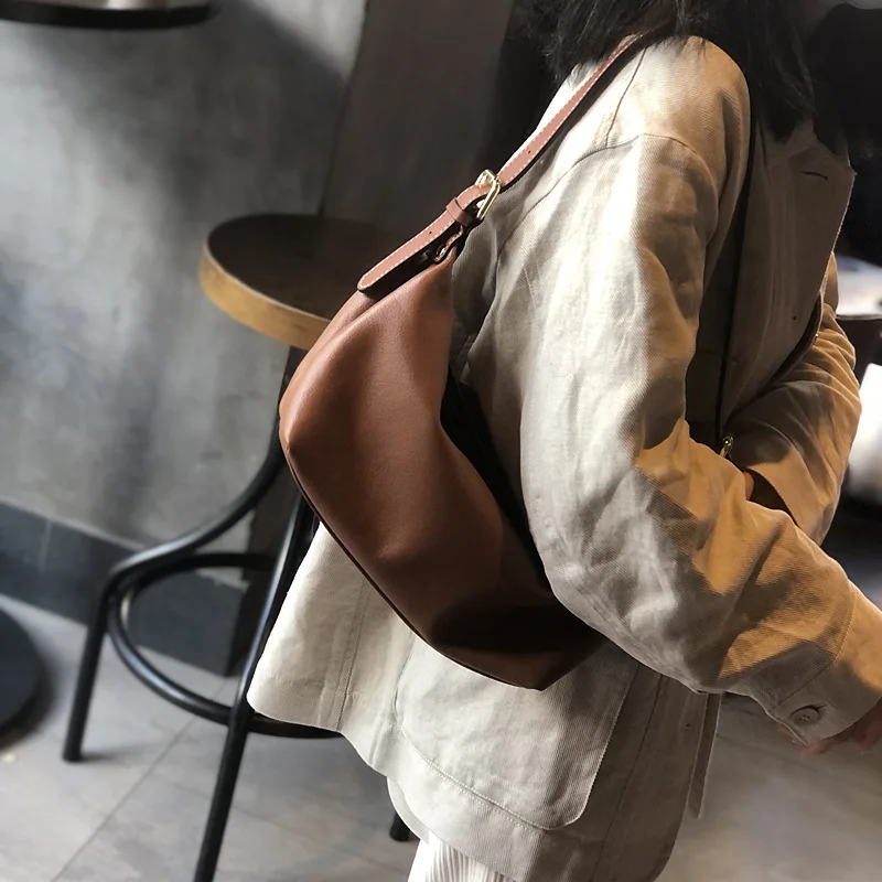 Genuine Leather Women's Shoulder Bag Real Soft Cowhide Tote Bag Lady New Style Simple Temperament Crossbody Bag Luxury Handbag