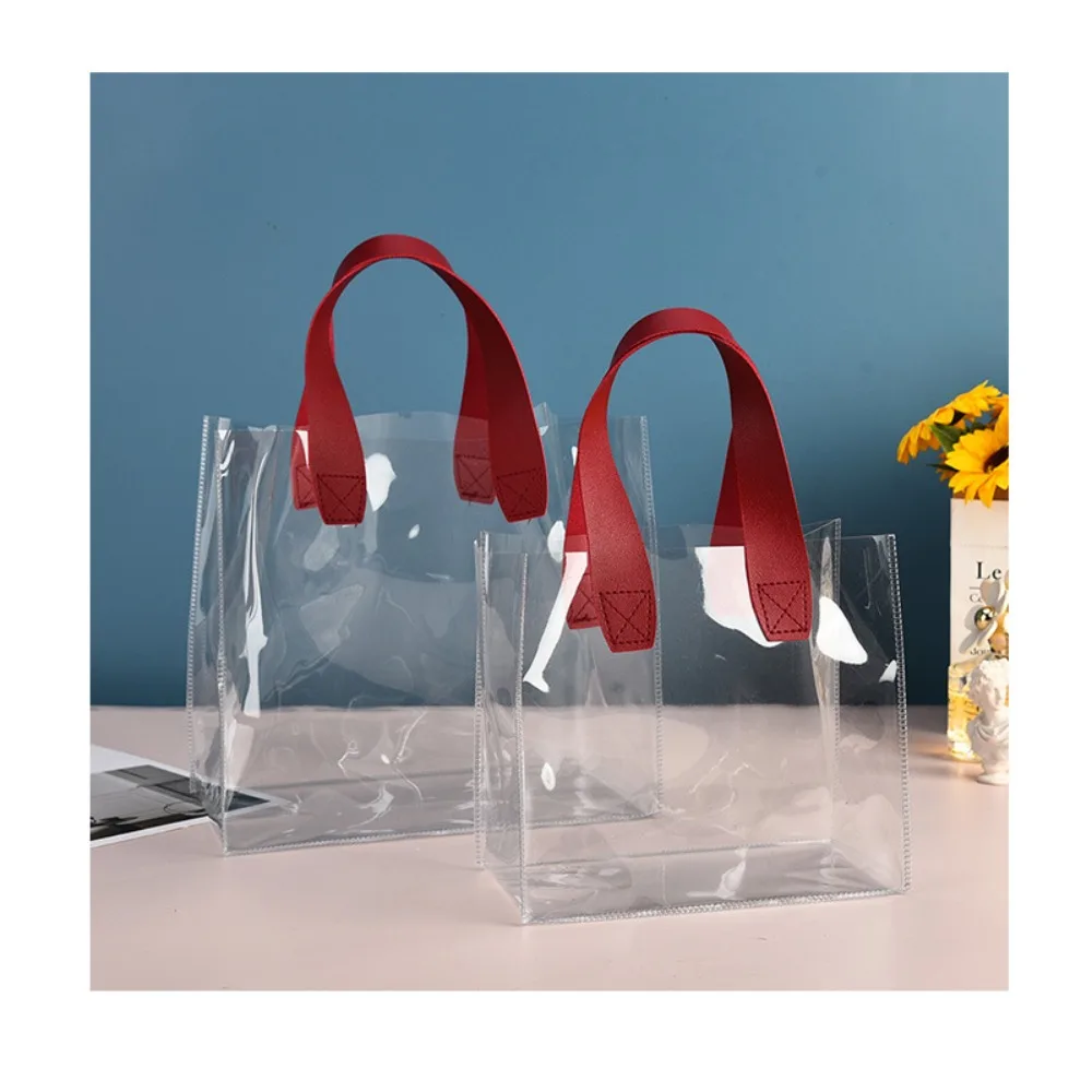 Large Capacity PVC Clear Tote Bag Transparent Handle Transparent