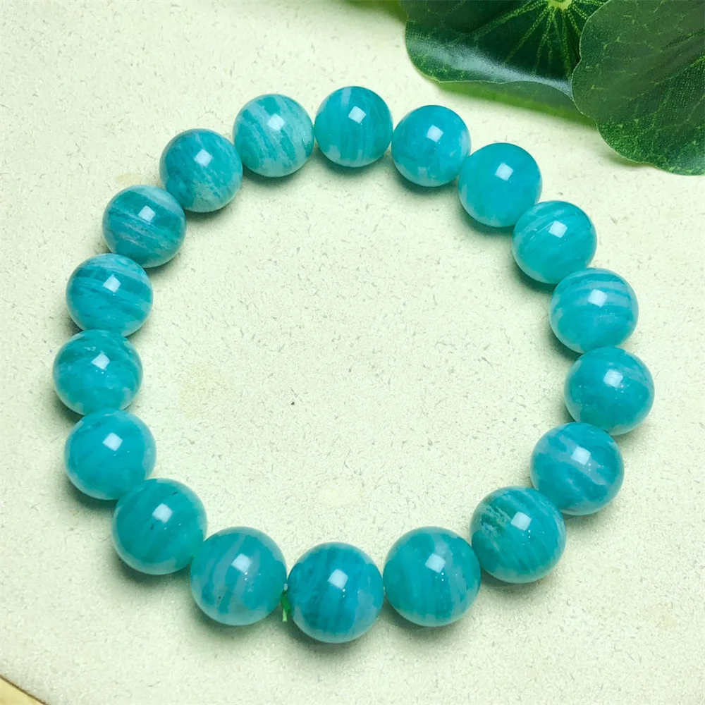 

Natural Amazonite Bracelet Handmade Crystal Quartz Jewelry Stretch Bangle Children Birthday Gift 1pcs 8/9/10/12MM