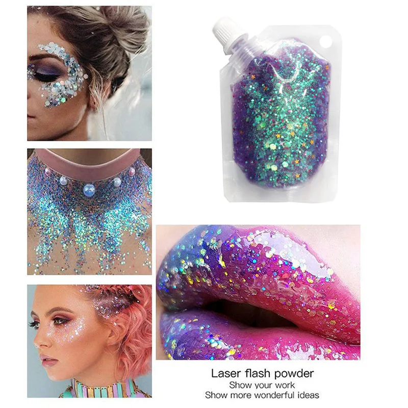 40ML Face Jewels Eyeshadow Shimmer Pigment Body Face Eye Glitter Sequin Gel Cream Eye Shiny Skin Face Festival Cosmetic Glitter 2