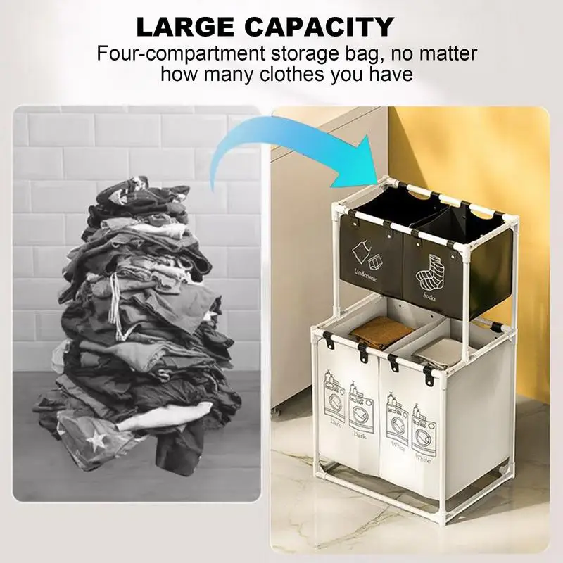 Foldable Laundry Basket Dirty Clothes Hamper Laundry Clothes Sortable Basket Storage with Shelf Laundry Room Toy Organizer