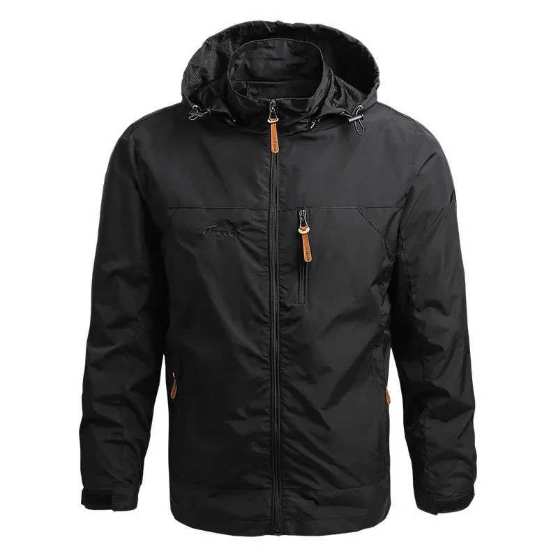 Men Casual Windbreaker Winter Hooded Zip-Up Jacket Waterproof Retro Jackets Softshell Camping Coat Work Wear Man Clothing 7XL