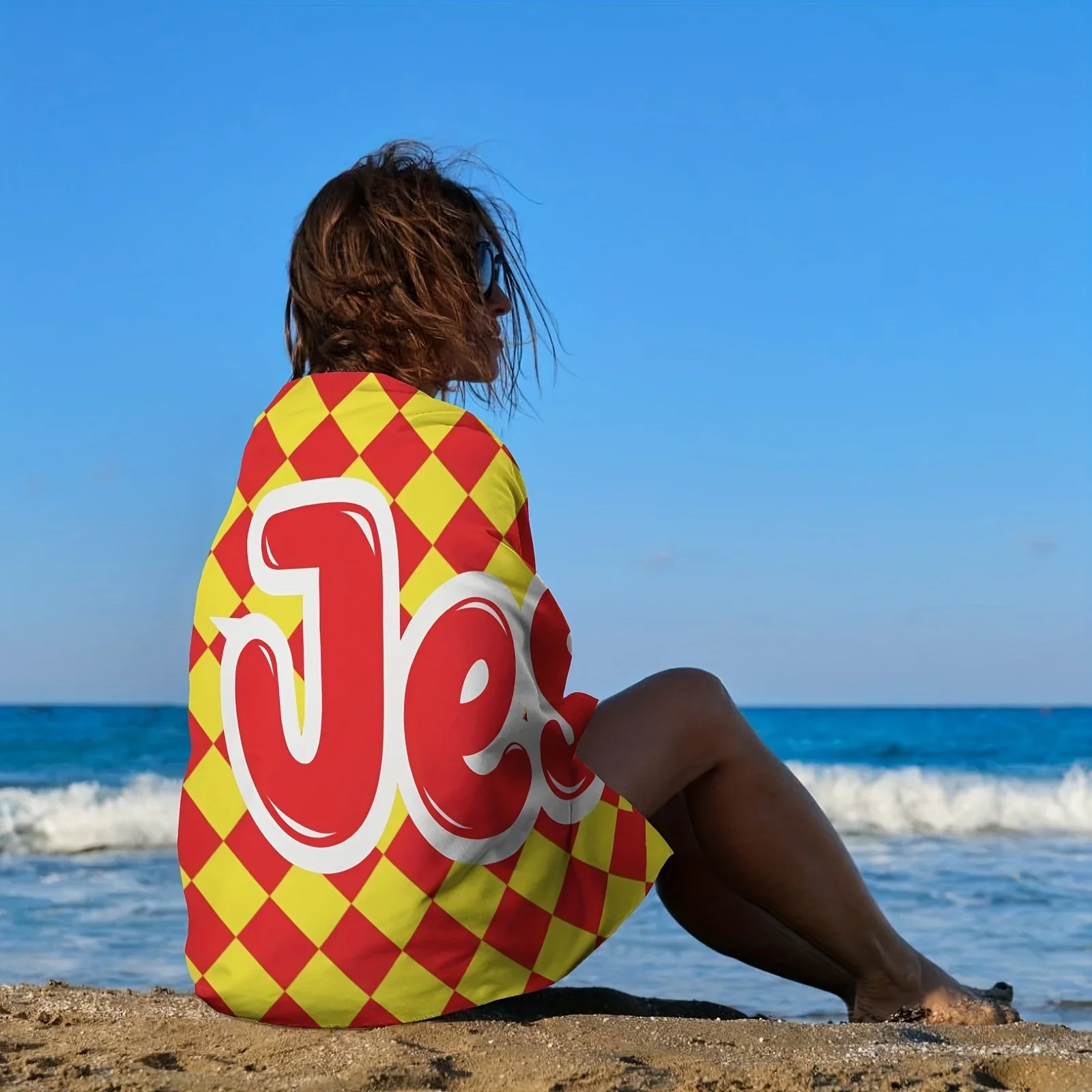 Custom Brown Checkered Beach Towel 7 | ustom Brown Checkered Beach Towel 6