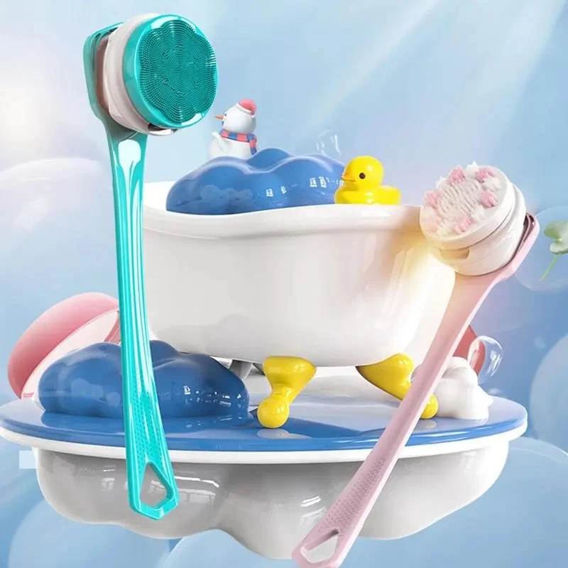 6 In 1 Electric Bath Brush Silicone Back Scrubber Body Bath Shower Cleaning Brushes Long Handle Rechargeable Shower Brush