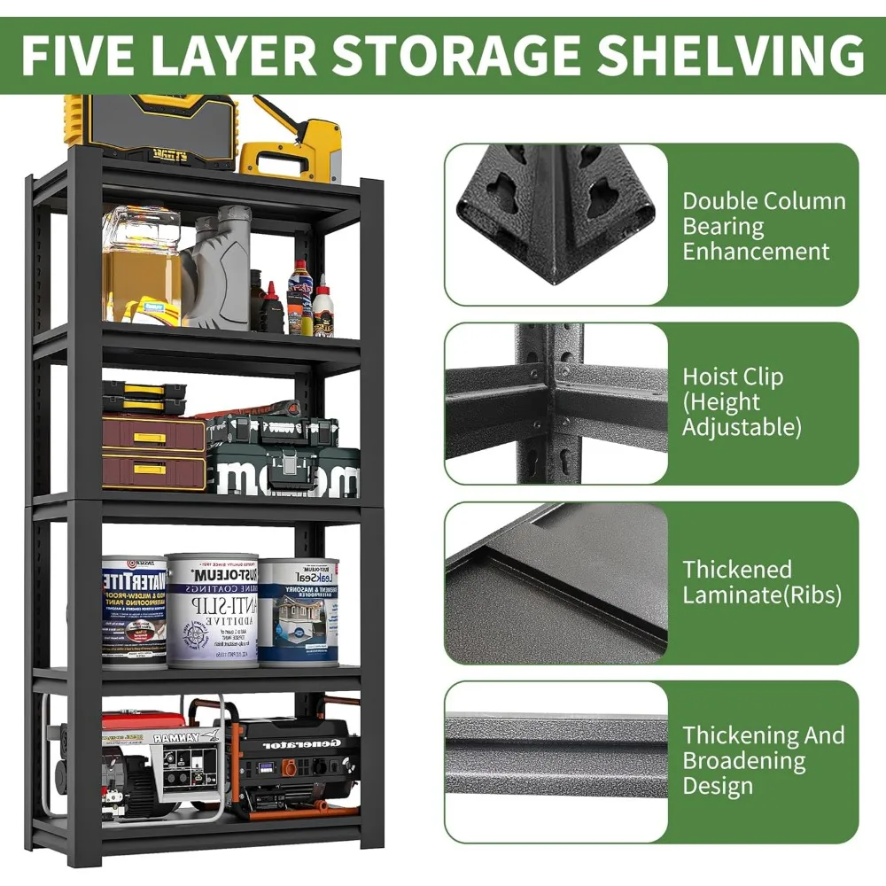 Garage Shelves, Heavy Duty, 2500Lbs 5 Tier Adjustable Garage Storage Shelves Suitable for Warehouse, Basement, Workshop, Kitchen 3