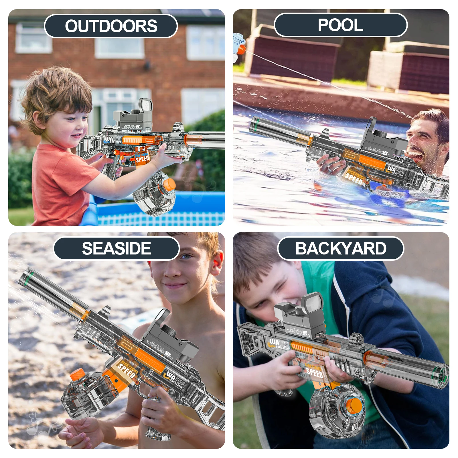 Full Automatic Water Gun for Kids Electric Blaster with Light Large-Capacity Water Soaker Children Gift Beach Outdoor Games 5