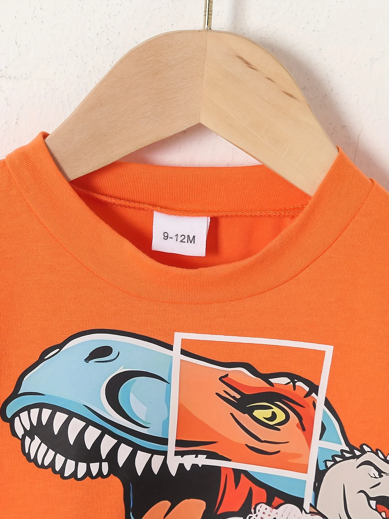Spring And Autumn Cartoon Dinosaur Print Orange Long Sleeve Full Print Pants Fabric Soft Suitable For Outdoor And Base Wear Suit 3