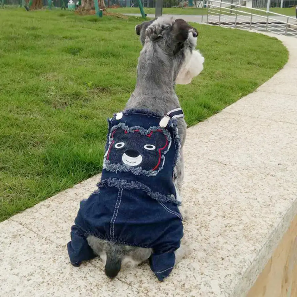 Dog Denim Overalls Warm Dog Denim Jumpsuit Overalls Pet Jean Overalls Four Legs Costume Dog Jumpsuit