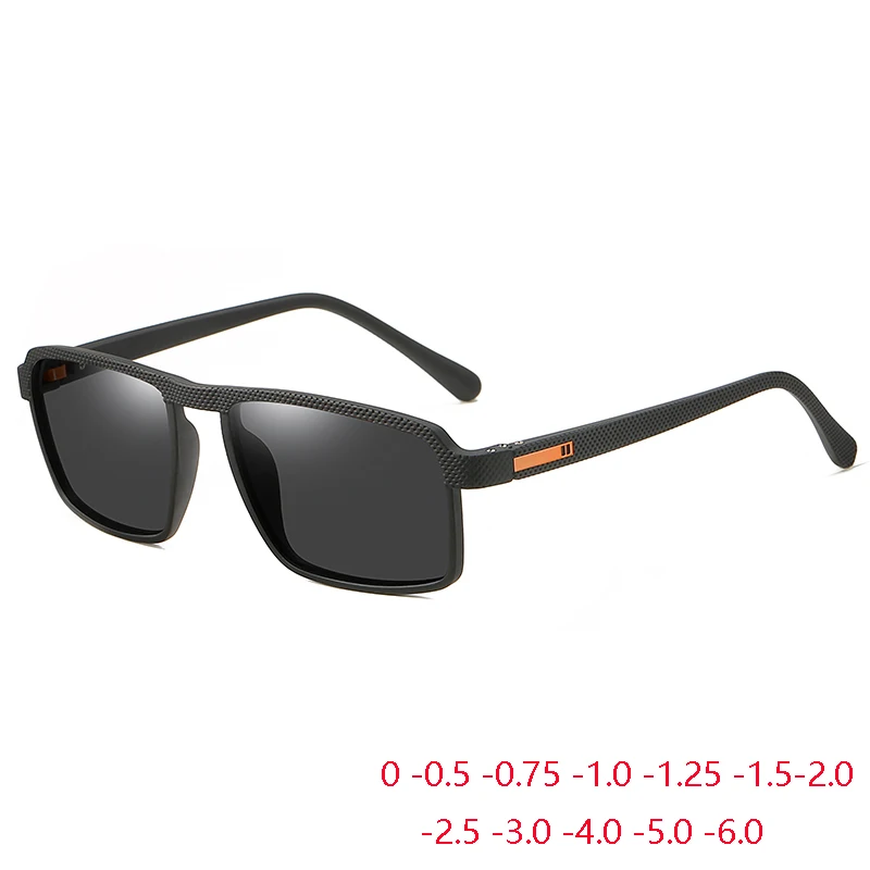

TR90 Anti-Glare Square Myopia Sunglasses Men Polarized Retro Spring Leg Nearsighted Sun Glasses Prescription 0 -0.5 -0.75 To -6