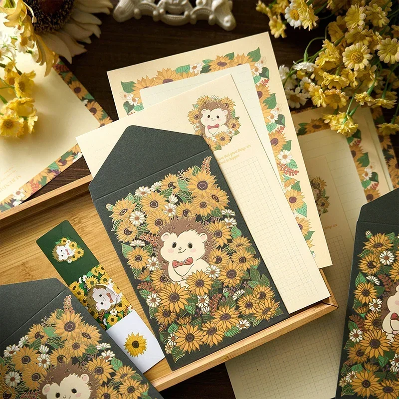Cute Animals Flowers Envelopes Letter Pads Set Kawaii Sealing Stickers Wedding Party Cash Envelopes Korean Stationery 12pcs mailing envelopes