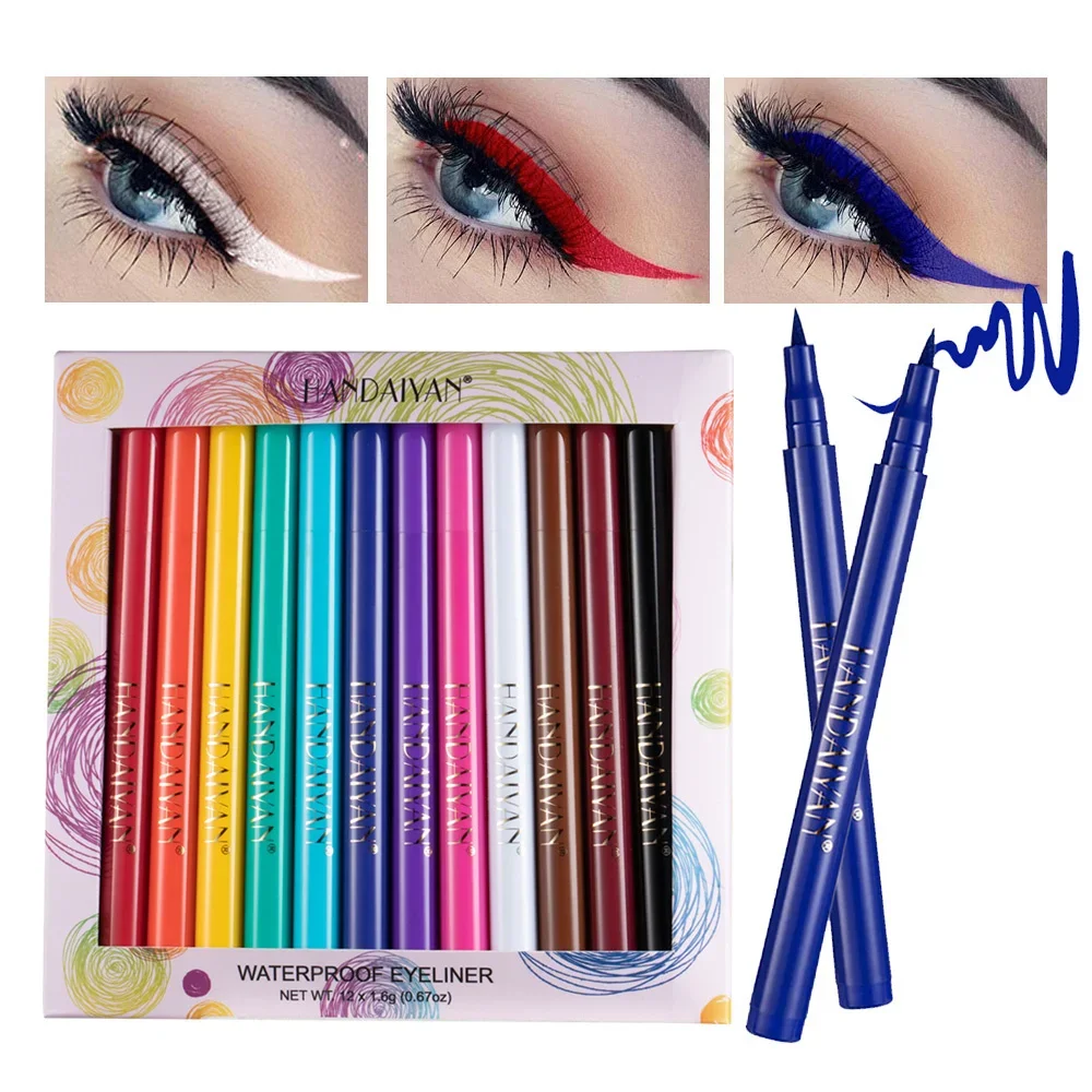 12 Colors/Box Color Liquid Eyeliner Lasting Waterproof Eyeliner Makeup Set White Blue Purple Matte Liquid Eyeliner Cosmetics Set 5