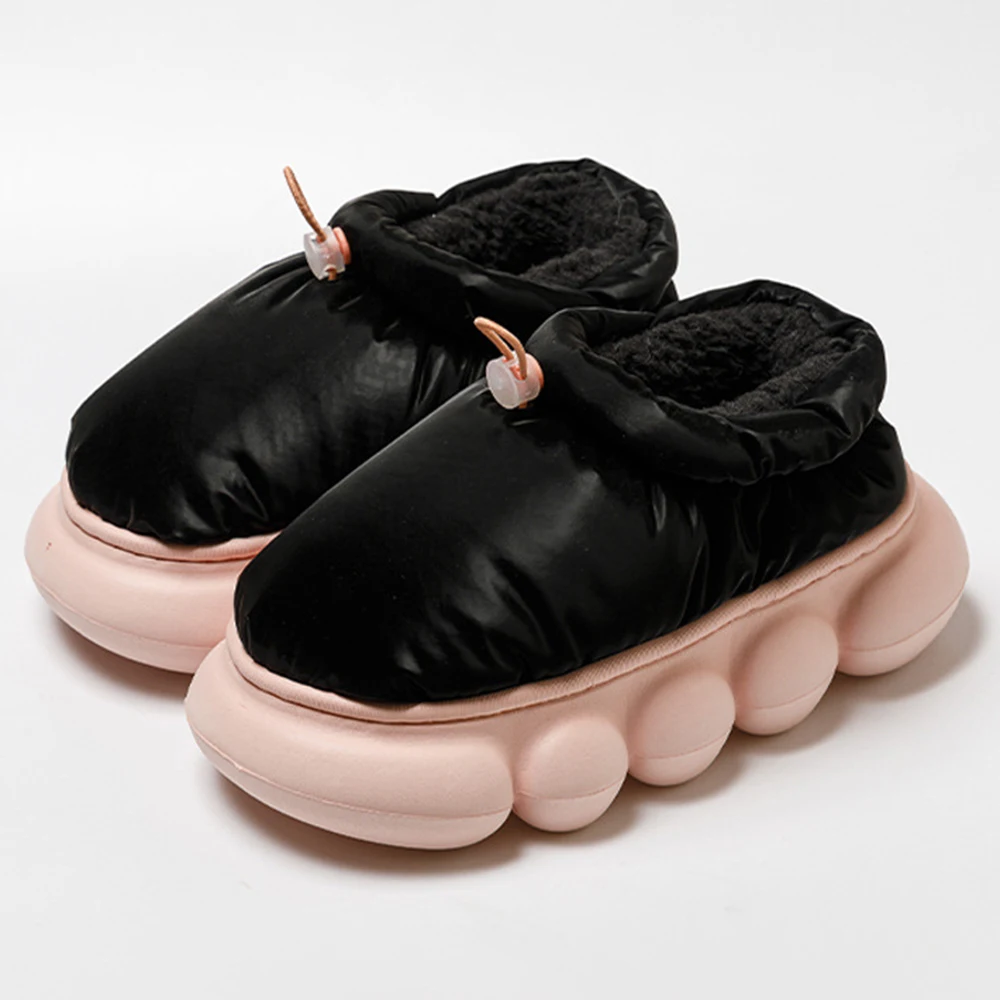 

Winter Slippers Warm Waterproof Shoes Men Women Couples Platform Non-Slip Plush Cotton Slippers Indoor Outdoor Cozy Home Shoes