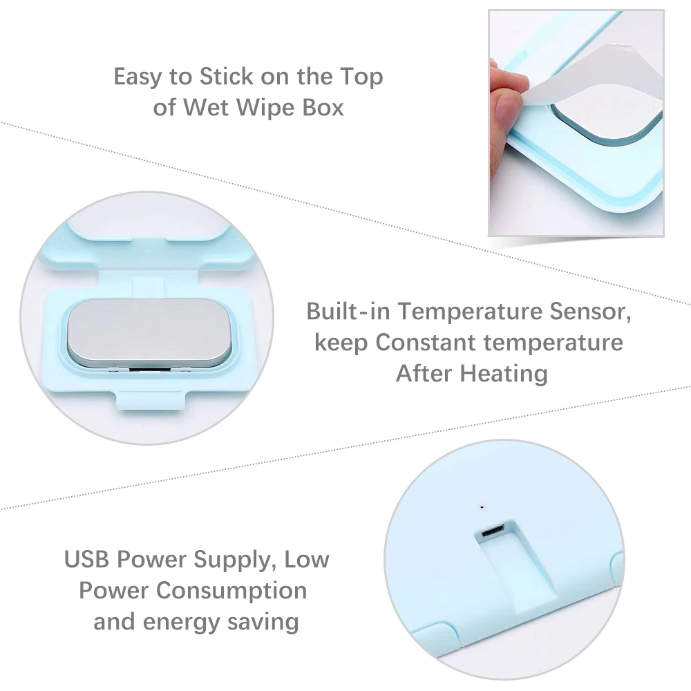 Baby Wipe Warmer Portable Baby Wet Wipes Warmer Towel Dispenser Wipes Dispenser Heating Box Case USB Powered baby wipe warmer