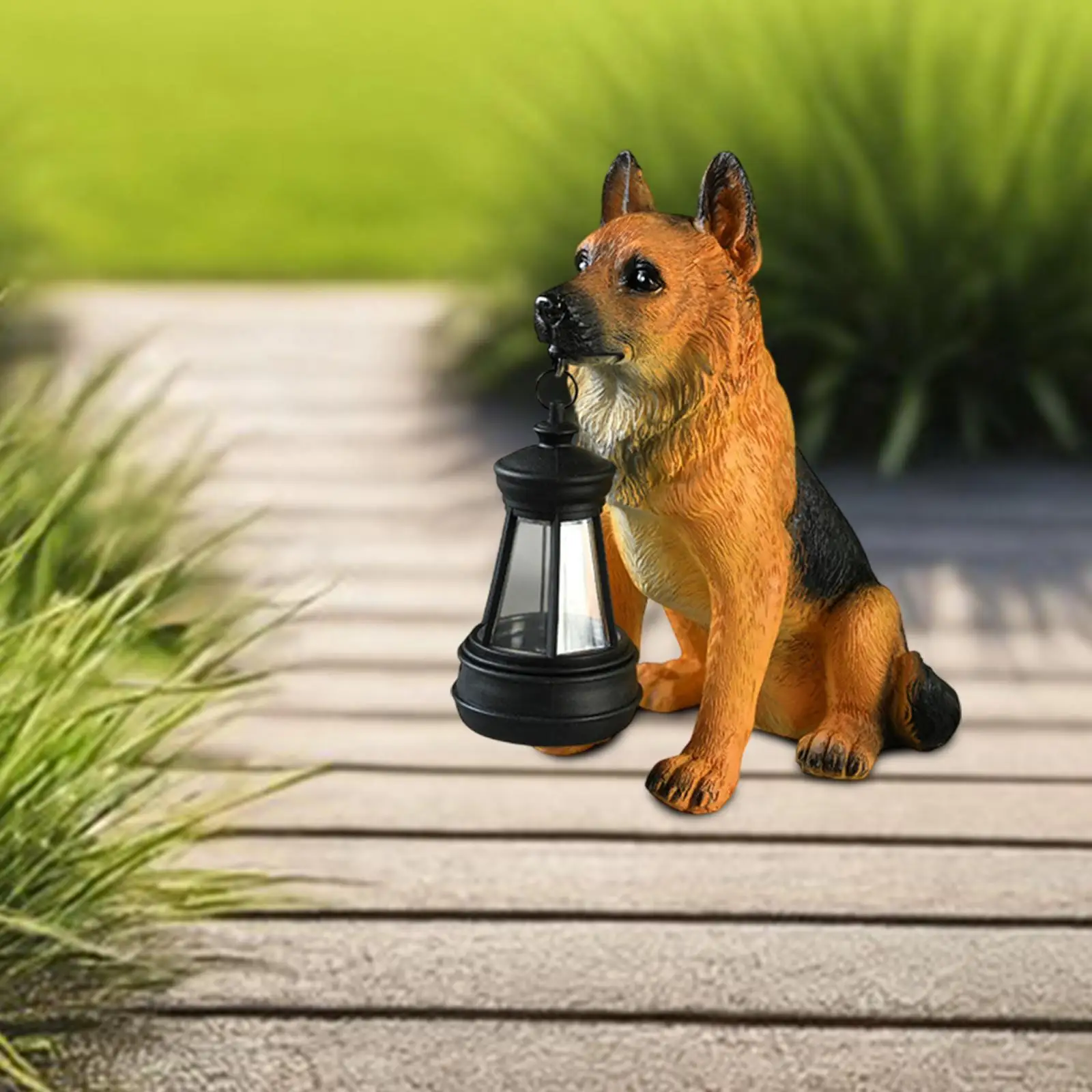 Dog Solar Garden Statue with Solar Light German Shepherd Decorative Sculpture for Courtyard Landscape Flower Bed Balcony Patio
