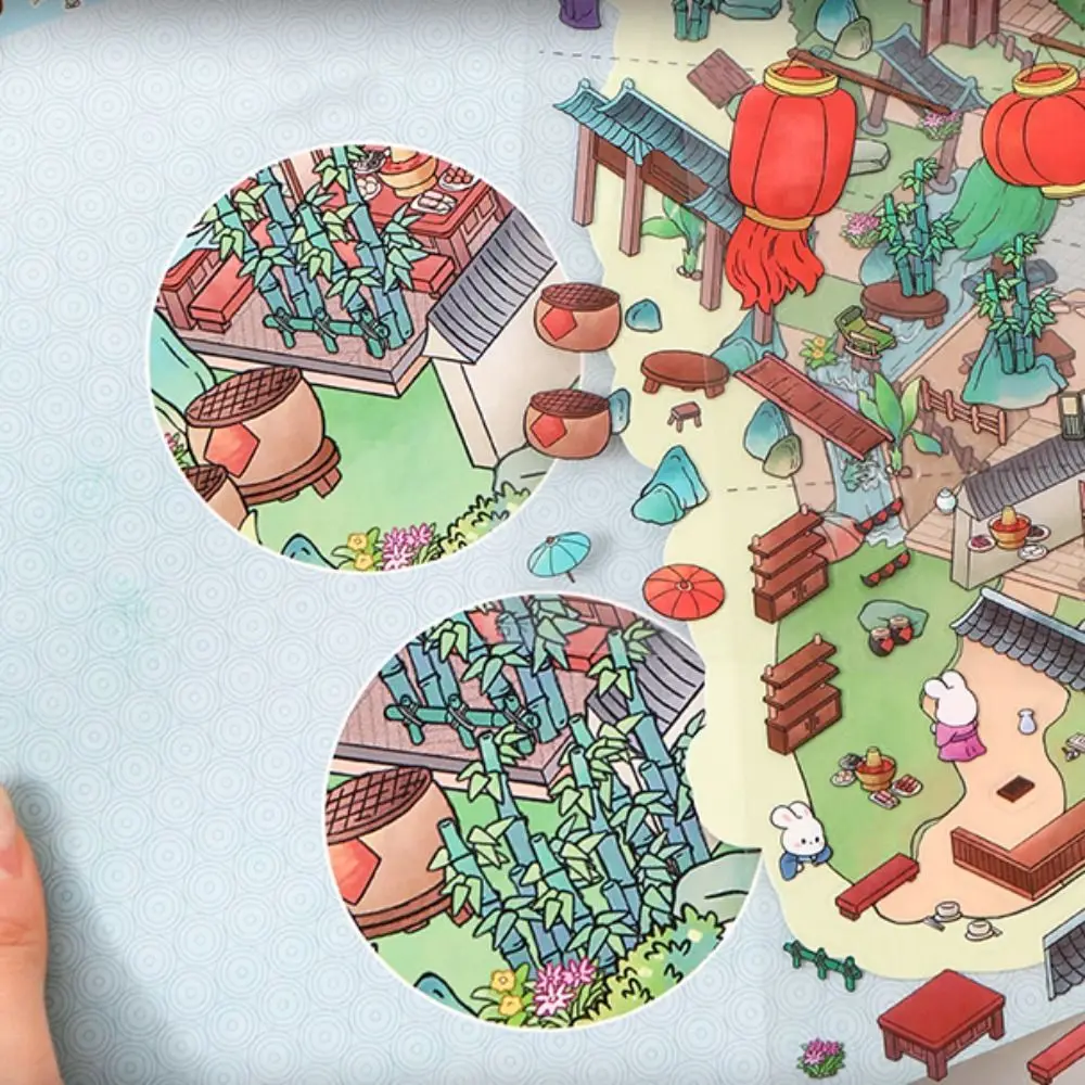 Cartoon Miniature Scene 3D Stickers Three-dimensional DIY 3D Landscape Sticker Kawaii Landscape Sticker Festival Birthday Gift