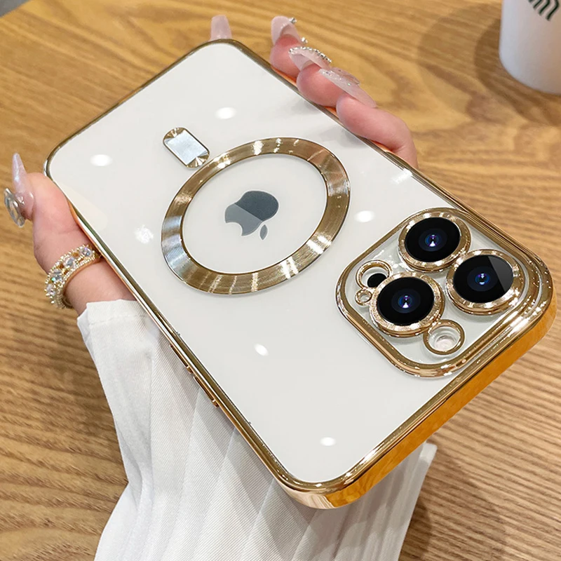thumbnail image 1 of For MagSafe Plating&nbsp;Case For Apple iPhone 15 11 13 12 14 Pro Max Plus Phone Cases Camera Protection Magnetic Cover Accessories, 1 of 5