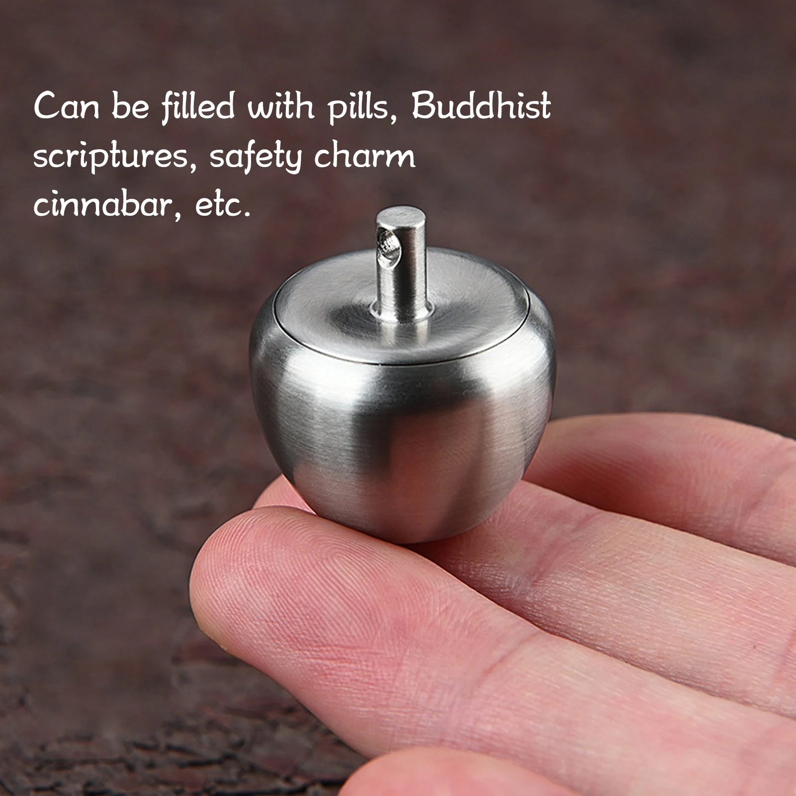 Mini Medicine Jar Shape Stainless Steel Pill Case Drop Resistant For Cinnabar For Safety Charm Buddhist Scriptures pill box