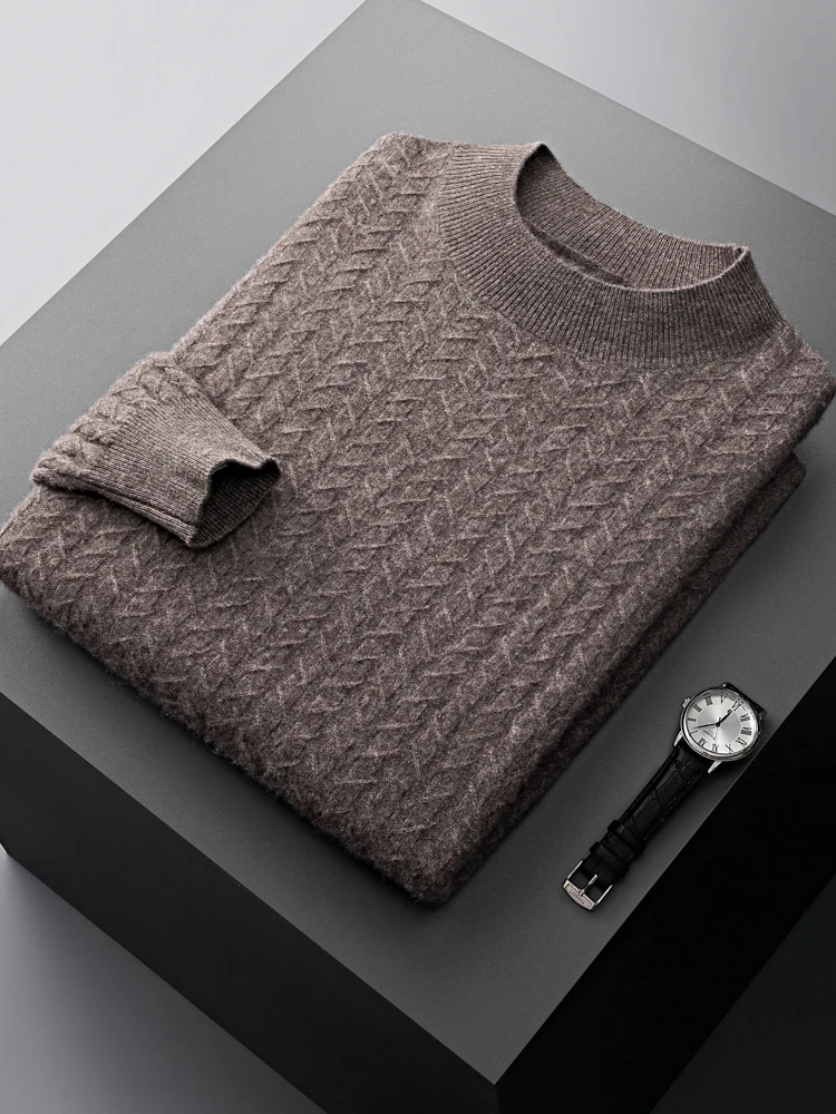 

Autumn winter 100% cashmere men sweater round neck pullover long sleeve loose Knitwear plus size bottoming shirt Men's clothing