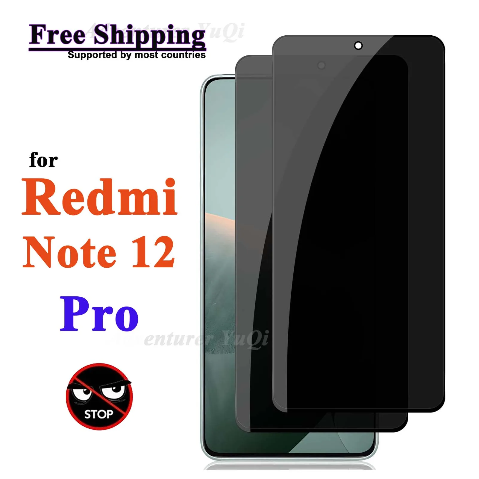 

Anti Spy Screen Protector For Redmi Note 12 Pro Xiaomi, Tempered Glass Privacy Anti Peep Scratch 9H Case Friendly Free Shipping