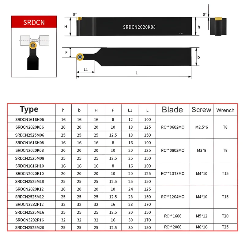 TUOZ SRDPN SRDCN 외부 선삭 공구 1616/2020/2525 1616H08 2020K10 2525M12 CNC 홀더 선반 커터 샹크 RCMT RPMT 인서트