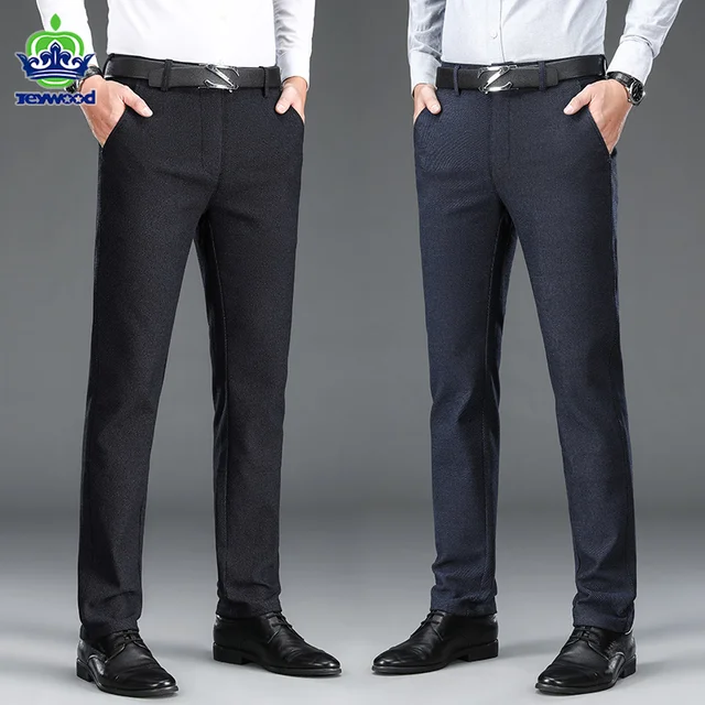 New Autumn Classic Men's Suit Pants Business Fashion Black Blue Elastic Regular Fit Formal Trousers Male Brand Clothing 38 40 1