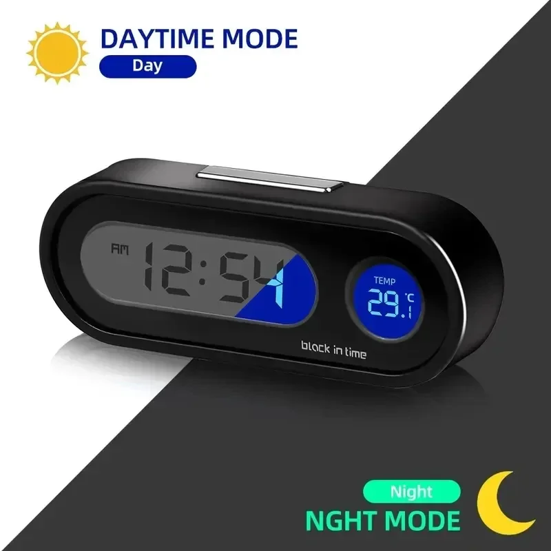 Black ABS Car Digital Clock Thermometer