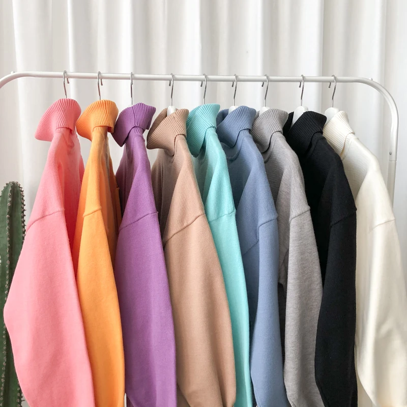 

Men's Pullovers Sweaters Solid Color Turtleneck Fashion Oversized Knitted Clothing High Quality Autumn Male Casual Knitwear