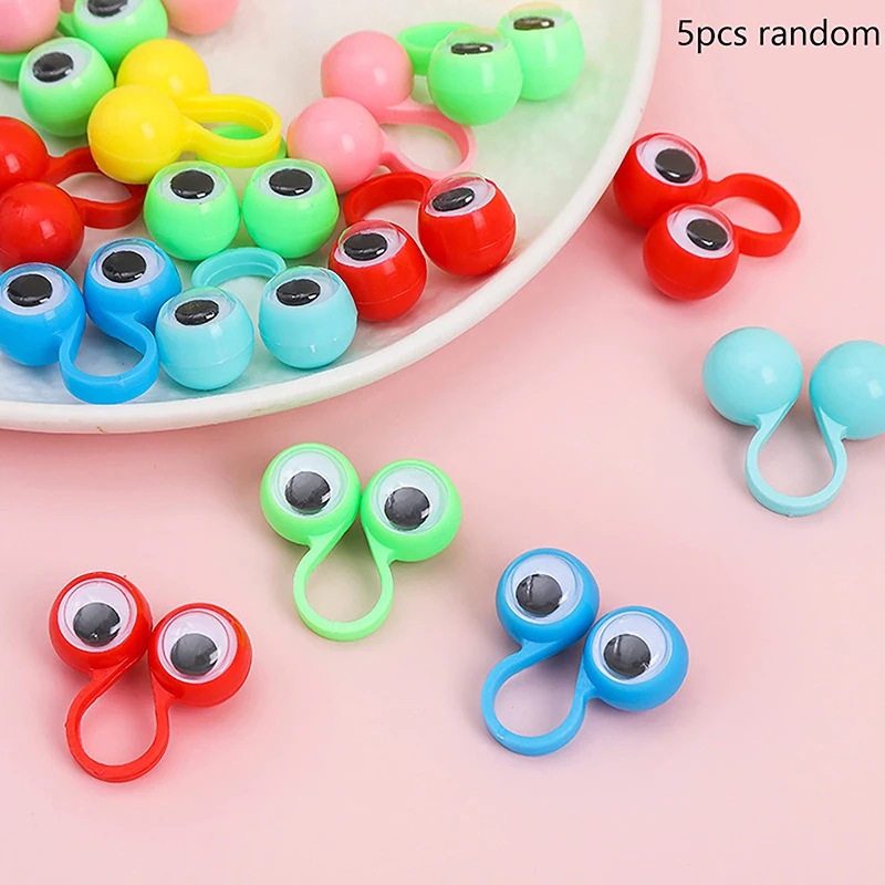

Innovative Attractive Interactive Wiggle Eye Finger Puppets Plastic Rings 5PCS Funny Prank Toys For Children Birthday Gift
