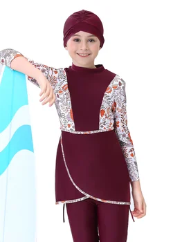 2023 Girls Muslim Swimwears Islamic Children 3pcs SwimSuits Kid's Modest Beach Wear Swimming Swim Caps Burkini For Girl