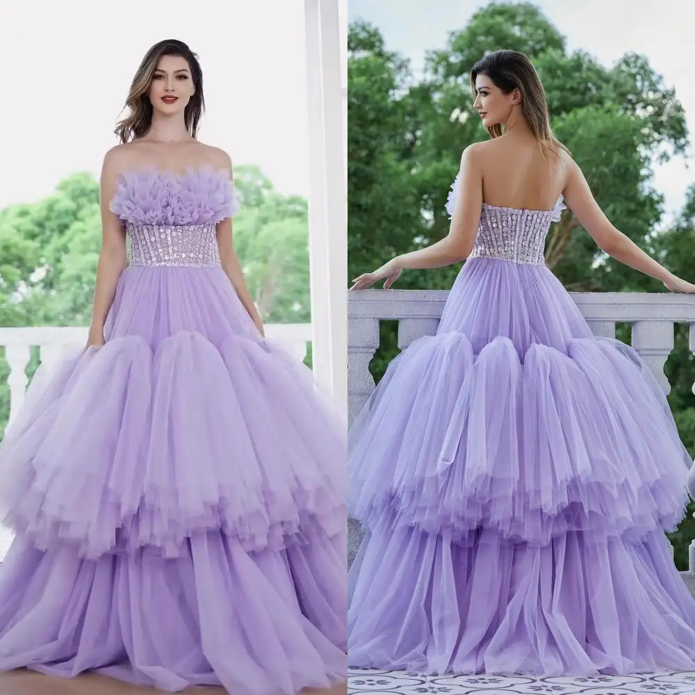 

Бальное платье без бретелек в стиле ретро, платья для Quinceanera, сетка с блестками/тюль, официальные платья для выпускного вечера, 2023