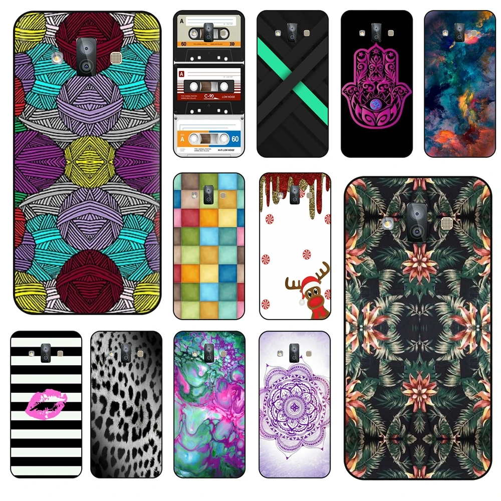 Per Samsung Galaxy J7 Duo Black Cover 3D Shell Flower Jeades Black Etui Pretty Funda Fashion Prime Per Samsung Galaxy J7 Duo