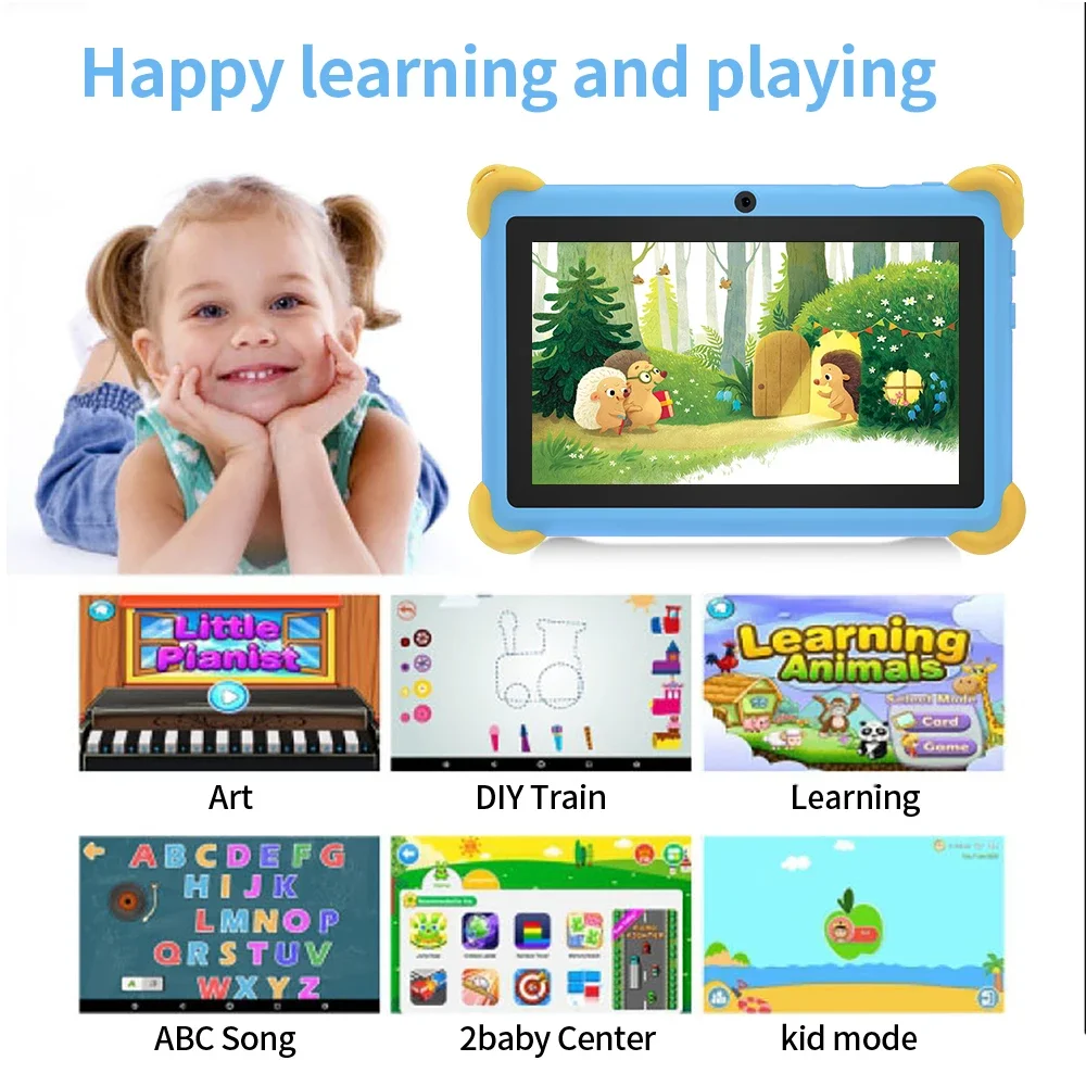 2025 New Children's Tablet 7" inch HD Screen Preinstalled With Silicone Sleeve microUSB DC Charge Dual Camera Gift For Children 6