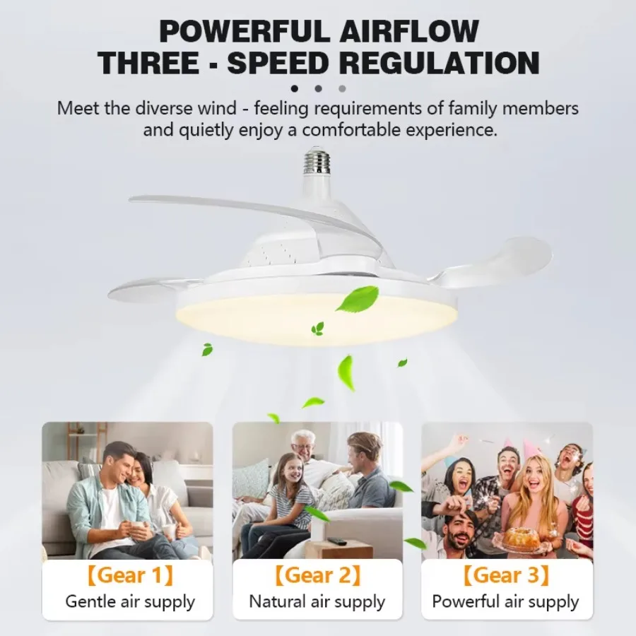 New Invisible Telescopic Blade Air Circulation Fans Silent Dimming Timed Room Decor Ceiling Fan With Led Light_voghion.com