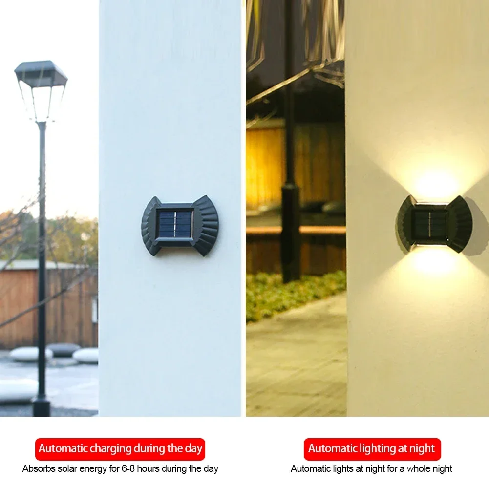 4PACK Solar Wall Lamp Waterproof Upper And Lower Luminous Lighting LED Light Fa