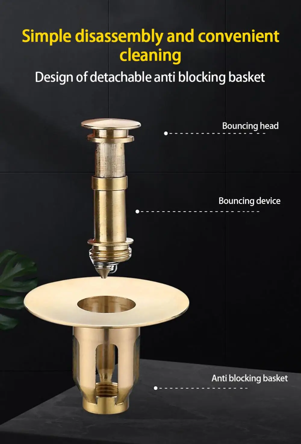 Description Picture 3 of itemUniversal Stainless Steel Pop-Up Bounce Core Basin Drain Filter Hair Catcher Shower Sink Strainer Bath Stopper Bathroom Tool