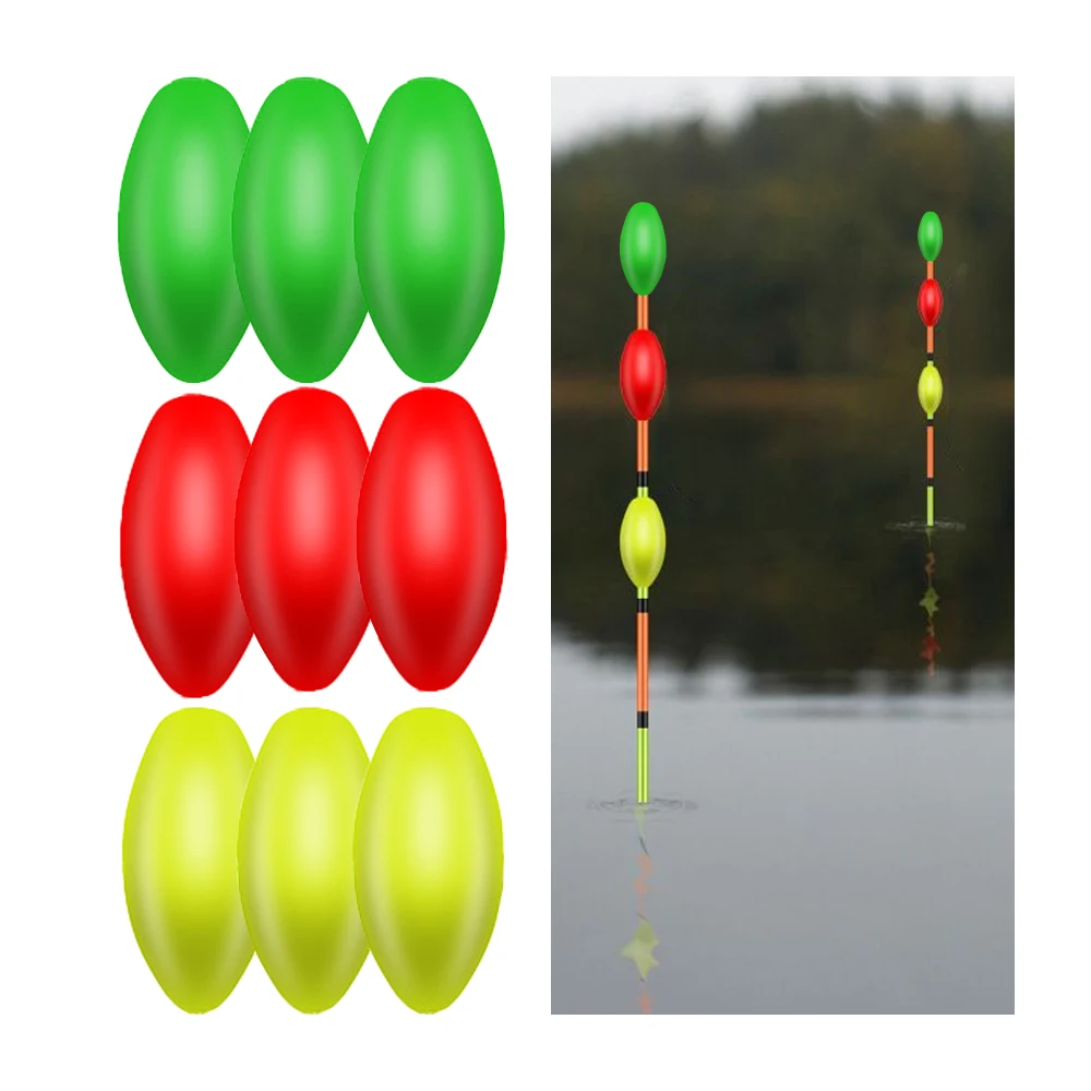 Flotteur de pêche fluorescent EVA en forme de haricot - indicateur de touches visible jour et nuit