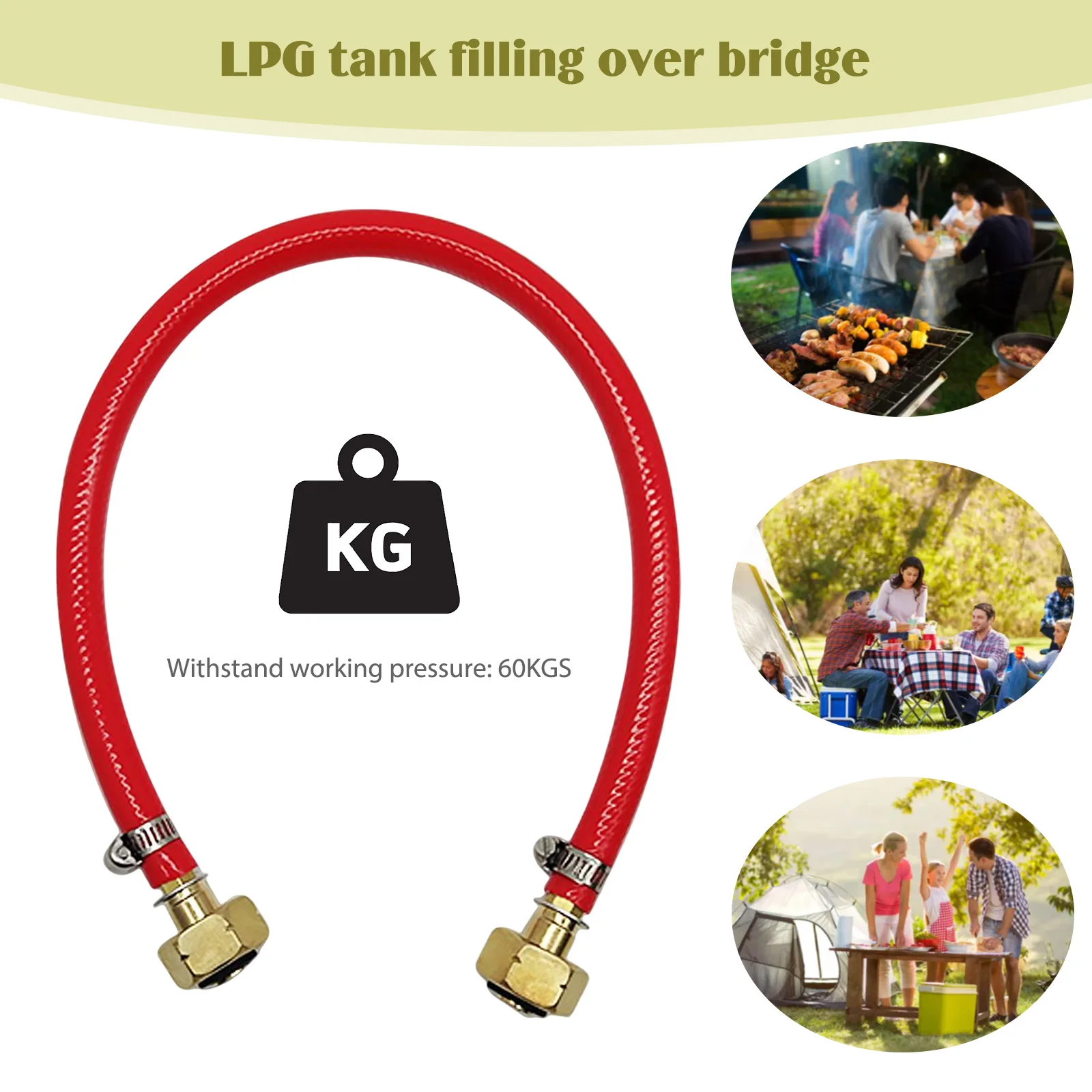 LPG Tank Mutual Inflation Connector Eastern European LPG Refilling Bridge Joint Rubber Hose  Outdoor Stove Accessories