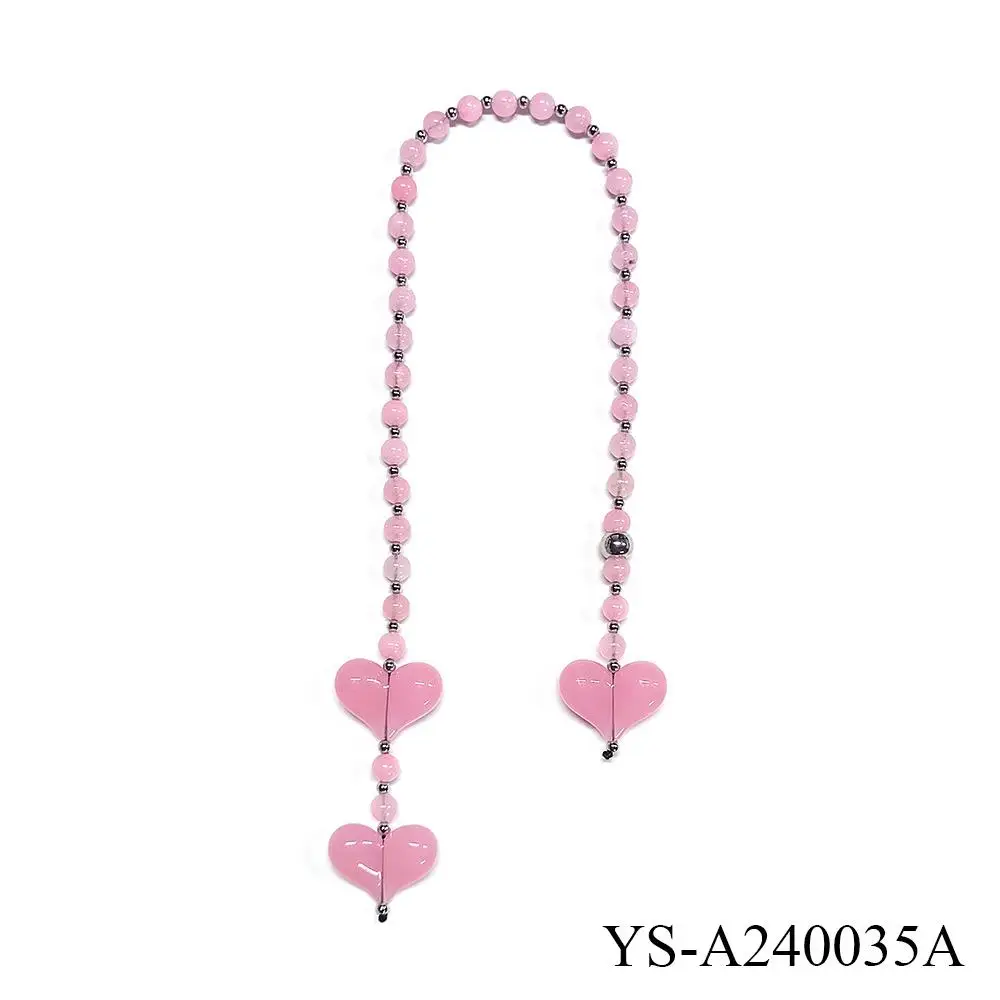 Red Love Y2k Keychain Beads Keychain Korean Bag Charms For Handbags Bag Pendant Handmade Beaded Keyring Vintage Bag Jewelry 2025