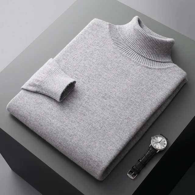 Meeste 100% Meriinovillast topeltkõrge kaelusega sviiter, suurused S-3XL 3
