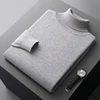 Autumn and winter new 100% pure merino wool pullover men's turtleneck cashmere sweater thickened warm  loose solid color top 3