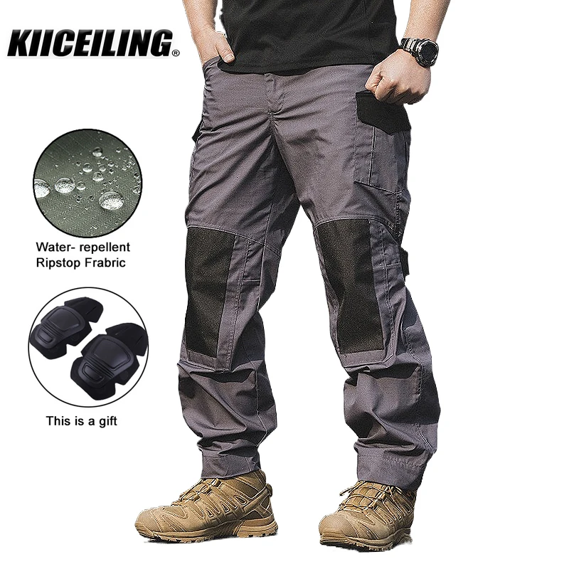 KIICEILING Multicam Hiking Pants Tactical Cargo Pants Men Military Hunting  Climbing Ripstop Waterproof Work Trousers Knee Pads - AliExpress