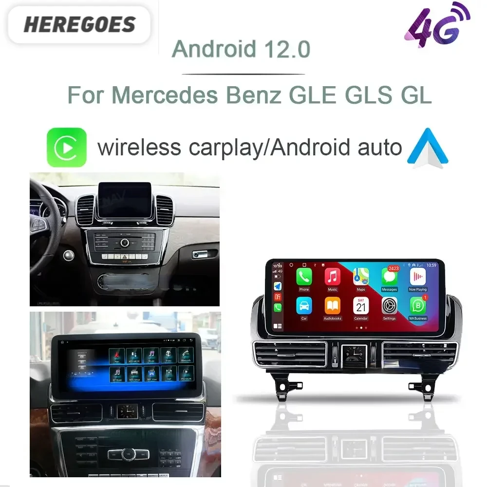 Wireless Carplay 12.3 "Auto Android 13,0 Auto DVD-Player 8g 128GB GPS-Radio für Mercedes Benz Gls Gls Gl ml W166 x166 2013-2017