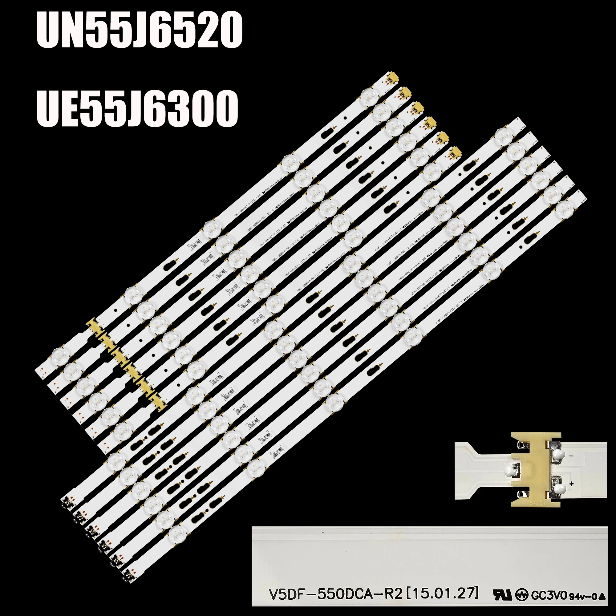 Tira de Retroiluminação Led para Retroiluminação Un55j6520 Ue55j6300 Ue55j6370 Un55j6500 Ue55j6300aw Ue55j6300ak Ue55j6370su Cy-wj055cglv1h V5df550dca-r2
