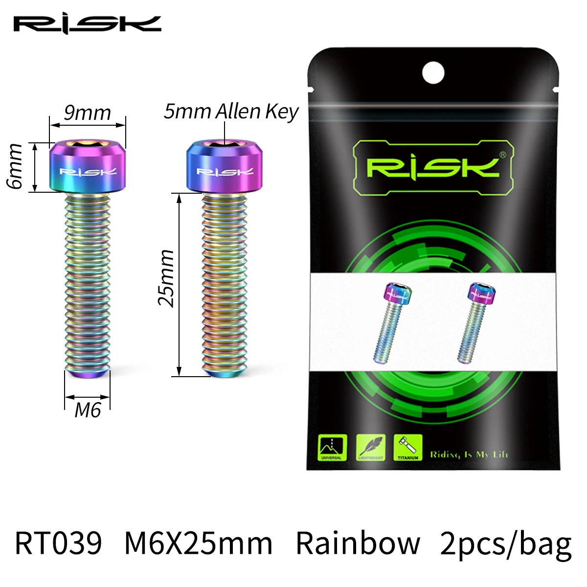 2 adet RISK Bisiklet Disk Fren Kaliper Braketi Cıvatası M6x25 Sabitleme Uzatılmış Vida Titanyum Alaşımlı Düz ​​Montaj