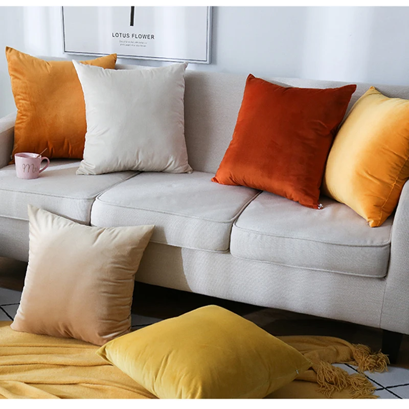 Velvet Decorative Cushion Cover for Home and Car - 45x45 cm Pillowcase